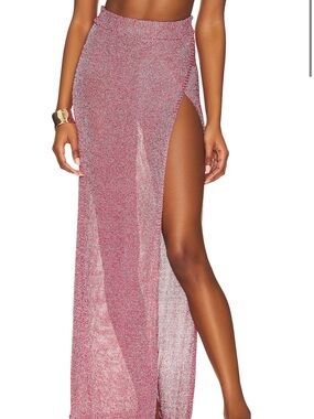Sheer Keva High-Slit Maxi Skirt - Rose Gold